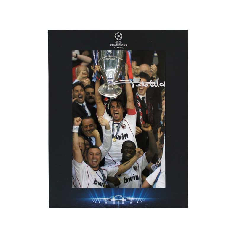 Official UEFA Champions League Paolo Maldini Signed AC Milan Photo In Deluxe Packaging: 2007 Final