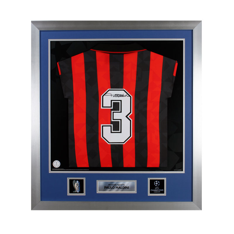 Official UEFA Champions League Paolo Maldini Signed and Framed AC Milan 1994-95 Shirt