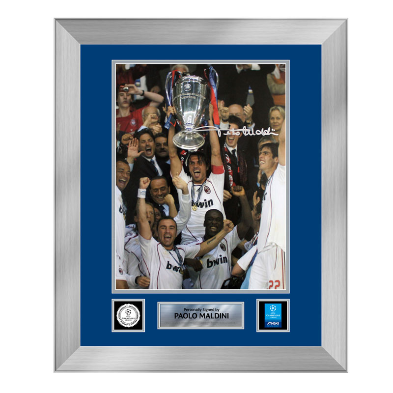Official UEFA Champions League Paolo Maldini Signed and Framed AC Milan Photo: 2007 Final