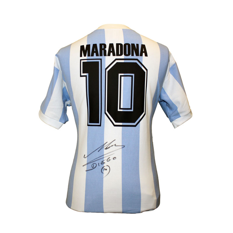 Diego Maradona Back Signed Argentina 1986 Toffs Shirt