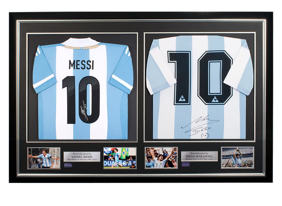 Maradona Messi Dual Framed Argentina Shirts