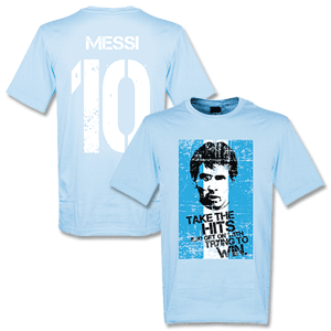 Messi 10 Argentina Flag T-shirt - Sky