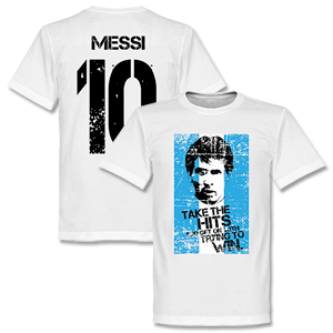 Messi 10 Argentina Flag T-shirt - White