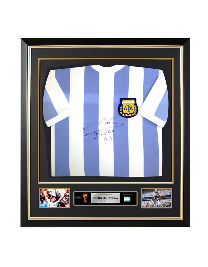 Official FIFA World Cup Diego Maradona Front Signed and Framed Argentina Shirt