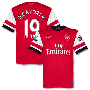 12-13 Arsenal Home Shirt + S. Cazorla 19 + P/L Patches