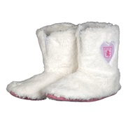 Aston Villa Fur Boot Slipper - White/Pink - Womens