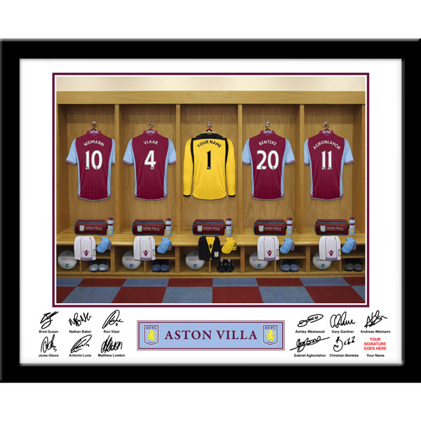Aston Villa - Personalised Goal Keeper Dressing Room Framed Print