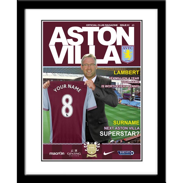 Aston Villa - Personalised Headline Magazine - Framed