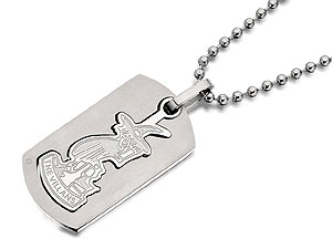 Stainless Steel Aston Villa FC Crest Double Dog Tag And Ball Chain - 102968