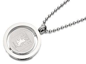 Stainless Steel Aston Villa FC Crest Swivel Rondel Pendant And Chain - 102969
