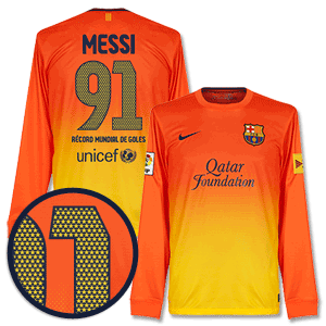 12-13 Barcelona Away L/S Messi 91 Record Mundial De Goles Special Edition Shirt