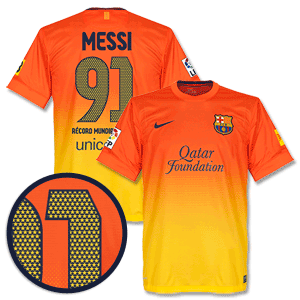 12-13 Barcelona Away Messi 91 Record Mundial De Goles Special Edition Shirt