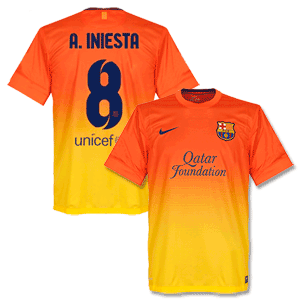 12-13 Barcelona Away Stadium Shirt + A.Iniesta 8 + TV3 Patch