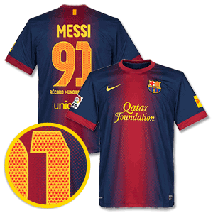 12-13 Barcelona Home Shirt 91 Record Mundial De Goles Special Edition Shirt