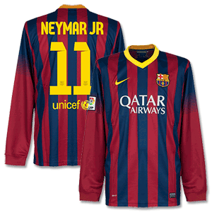 Barcelona Home L/S Neymar Shirt 2013 2014
