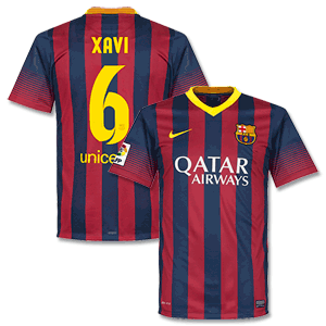 Barcelona Home Shirt 2013 2014 + Xavi 6