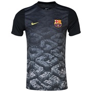 Barcelona Squad Short Sleeve Pre Match Top - Black/Vibrant Yellow Black