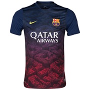 Barcelona Squad Short Sleeve Pre Match Top Navy