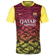 Barcelona Squad Short Sleeve Pre Match Top Yellow