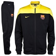 Barcelona Squad Sideline Knit Warm Up Tracksuit - Black/Vibrant Yellow - Little Boys Black