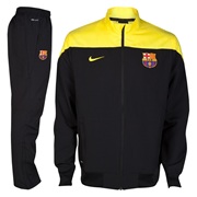 Barcelona Squad Sideline Woven Warm Up Tracksuit - Black/Vibrant Yellow Black