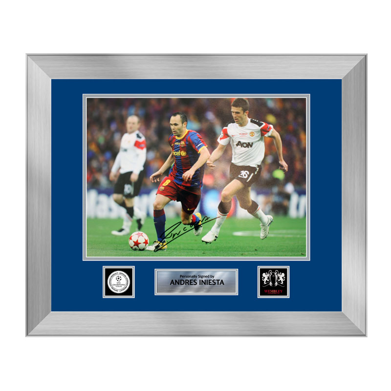 Official UEFA Champions League Andres Iniesta Signed and Framed Barcelona Photo: 2011 Final