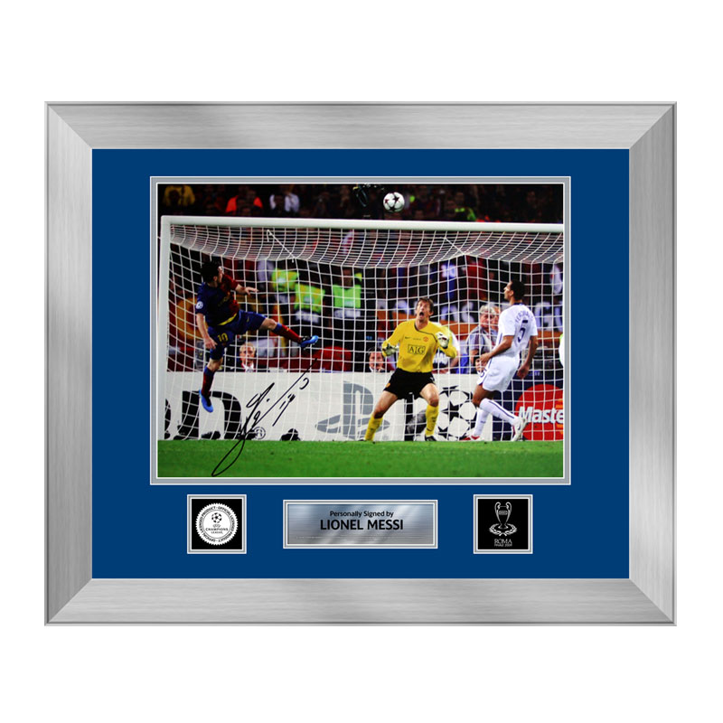 Official UEFA Champions League Leo Messi Signed and Framed Barcelona Photo: 2009 Final Goal