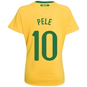 Brazil Home Shirt 2010 - with Pele 10 printing - Womens