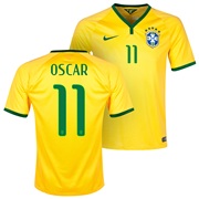 Brazil Home Shirt 2013/15 - Kids Yellow with Oscar 11 printing