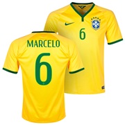 Brazil Home Shirt 2013/15 Yellow with Marcelo 6 printing