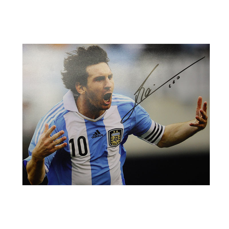 Leo Messi Signed Argentina vs. Brazil Photo