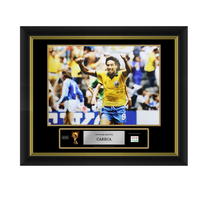 Official FIFA World Cup Careca Signed and Framed Brazil Photo