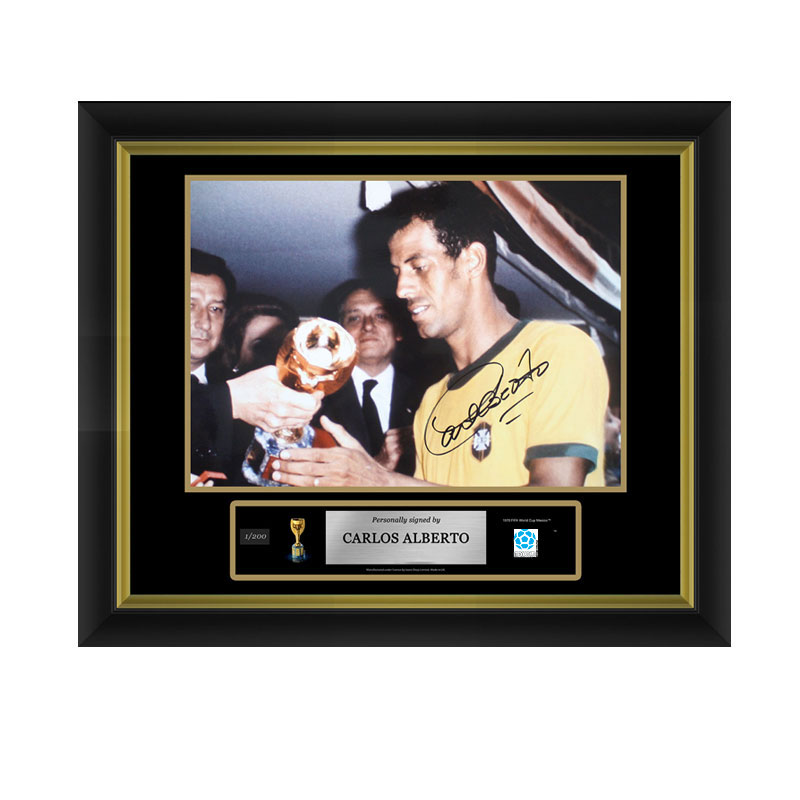 Official FIFA World Cup Carlos Alberto Signed and Framed Brazil Photo