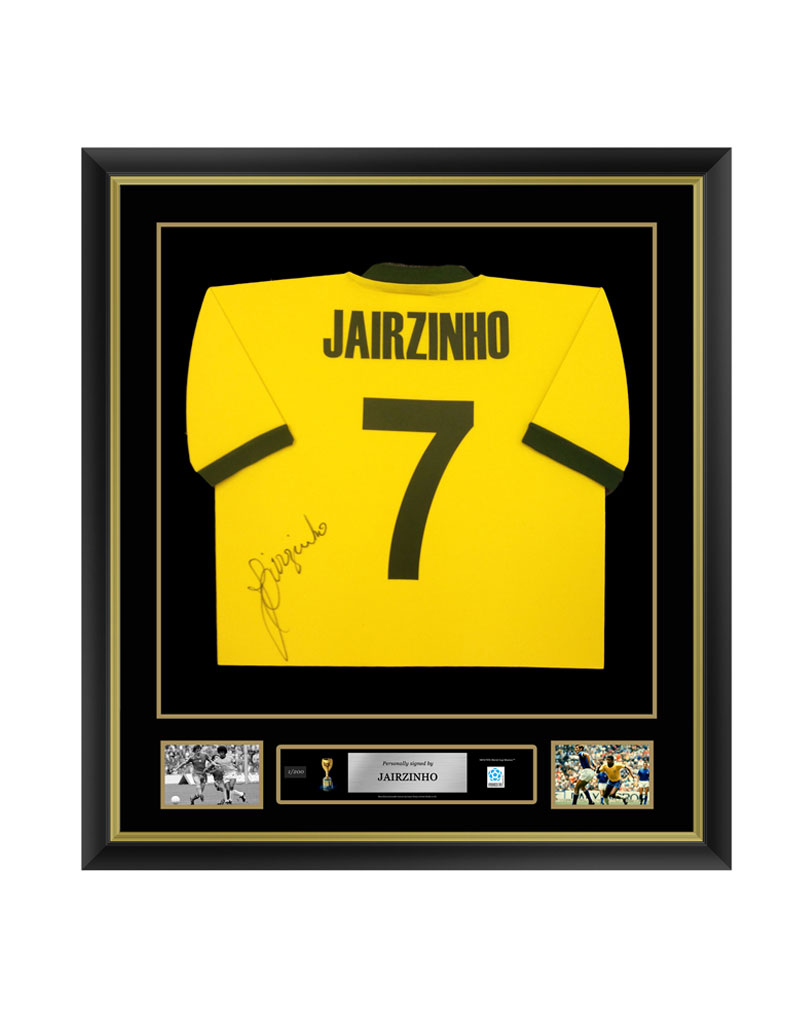 Official FIFA World Cup Jairzinho Signed and Framed Brazil Shirt