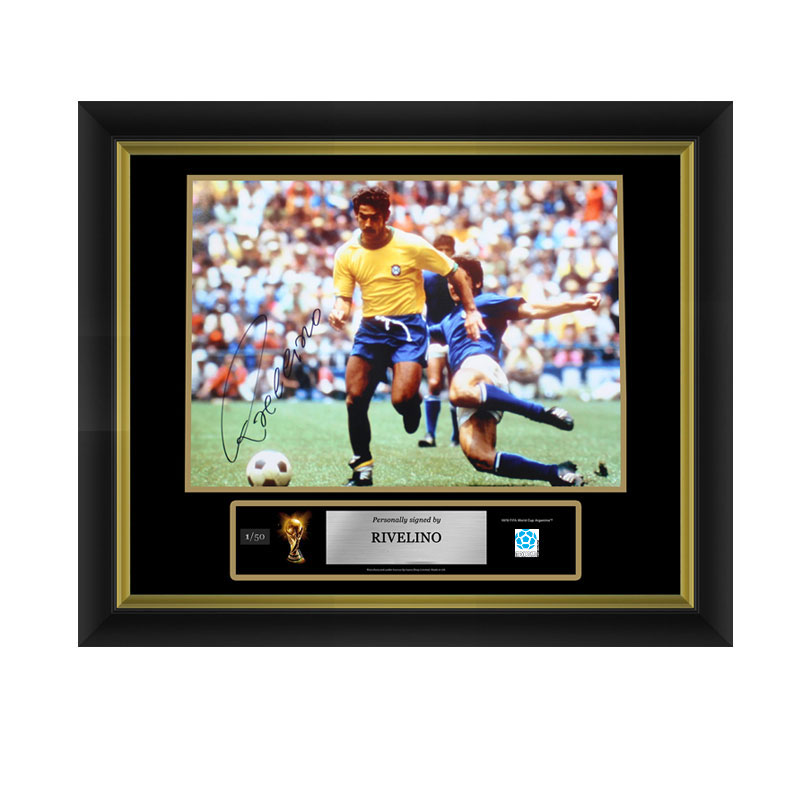 Official FIFA World Cup Rivelino Signed and Framed Brazil Photo