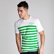 Celtic Heritage Striped T-Shirt - White/Tiller Green