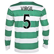Celtic Home Shirt 2013/14 - L/S- Unsponsored with Virgil 5 printing
