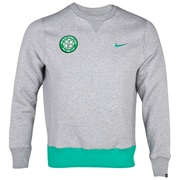 Celtic Squad Fleece Crew Neck Sweatshirt - Dark Grey Heather/Stadium Green