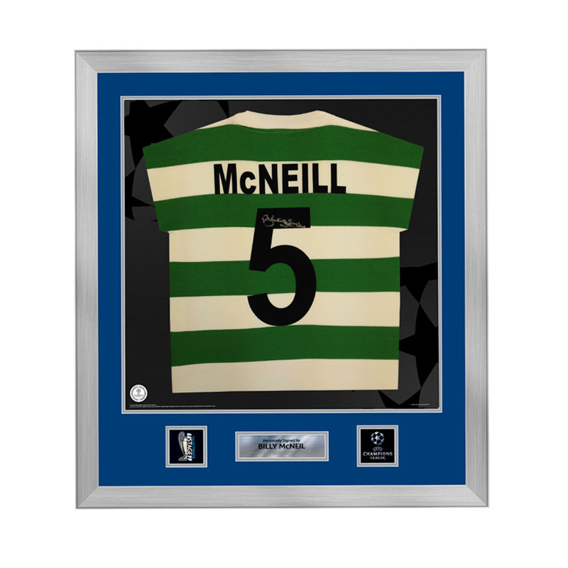 Official UEFA Champions League Billy McNeil Signed and Framed Celtic Lions 1967 Shirt