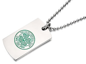 Stainless Steel Celtic FC Green Crest Dog Tag And Ball Chain - 102914