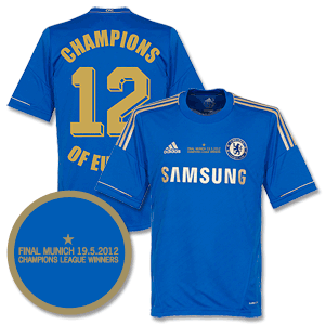 12-13 Chelsea Home Shirt + Champions Of Europe 12