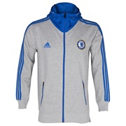 Chelsea Core Full Zip Hooded Top - Medium Grey Heather/Cfc Reflex Blue