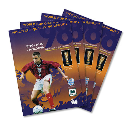 1998 England vs Moldova WC Qualifier Official Match Programme - 52 Pages