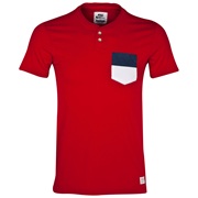 England Covert Pocket Henley T-Shirt - Mens Red