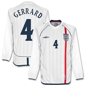 England Home L/S Gerrard Shirt 2001 2003