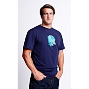 England Rose Graphic Cotton T-Shirt - Peacoat Navy