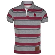 England Rugby Authentic Collection Striped Polo - Grey/Claret