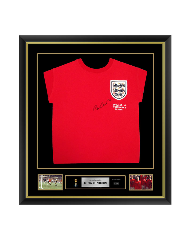 Official FIFA World Cup Bobby Charlton Signed and Framed England 1966 Shirt