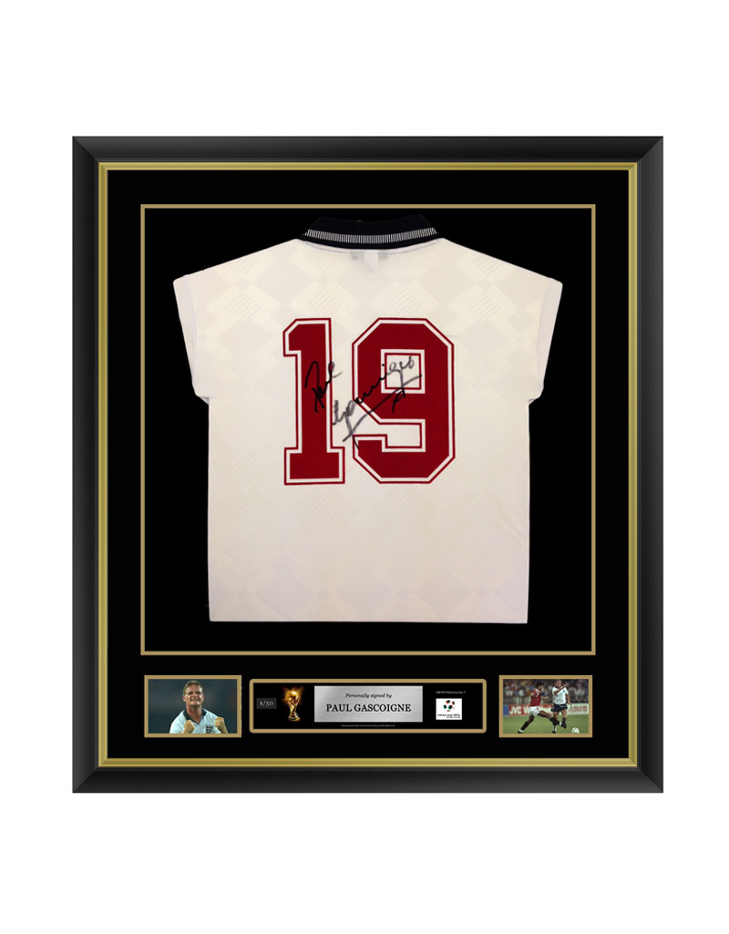 Official FIFA World Cup Paul Gascoigne Signed and Framed England Shirt