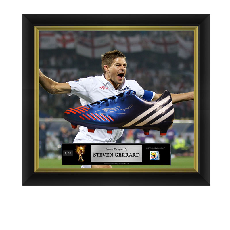 Official FIFA World Cup Steven Gerrard Signed and Framed England Boot